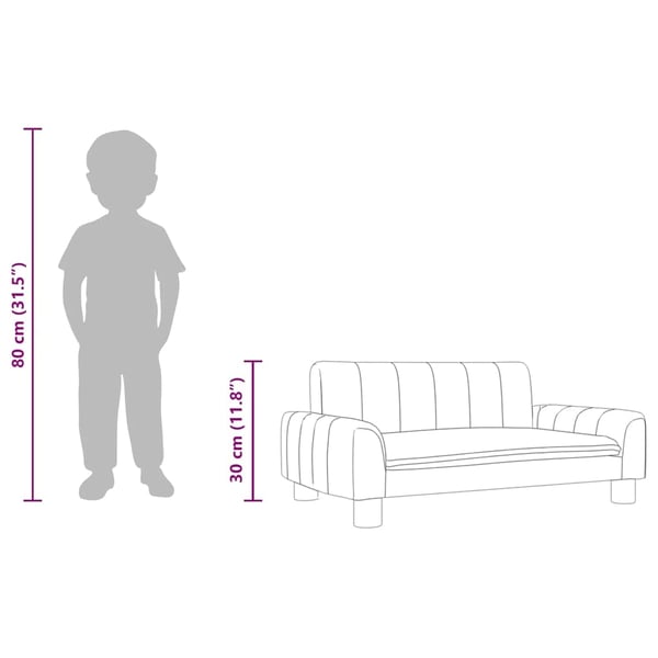 vidaXL sofa til børn 50x40x30 cm stof gråbrun