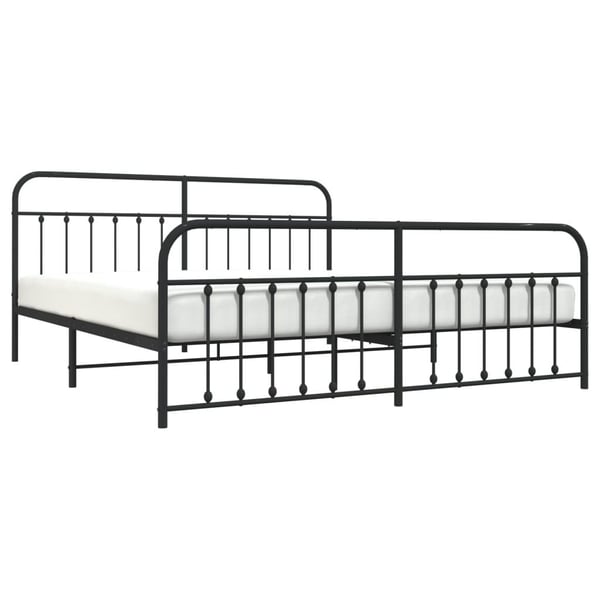 vidaXL Sengeramme i metall med hode- og fotgavl svart 193x203 cm