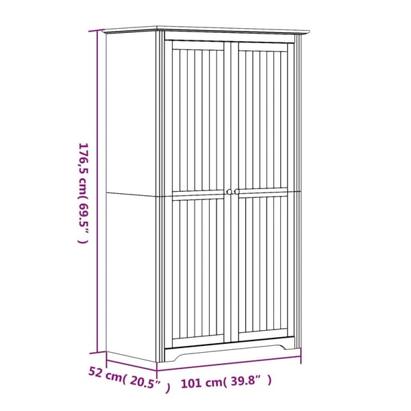 vidaXL Garderobe BODO grå 99x53,5x173 cm heltre furu