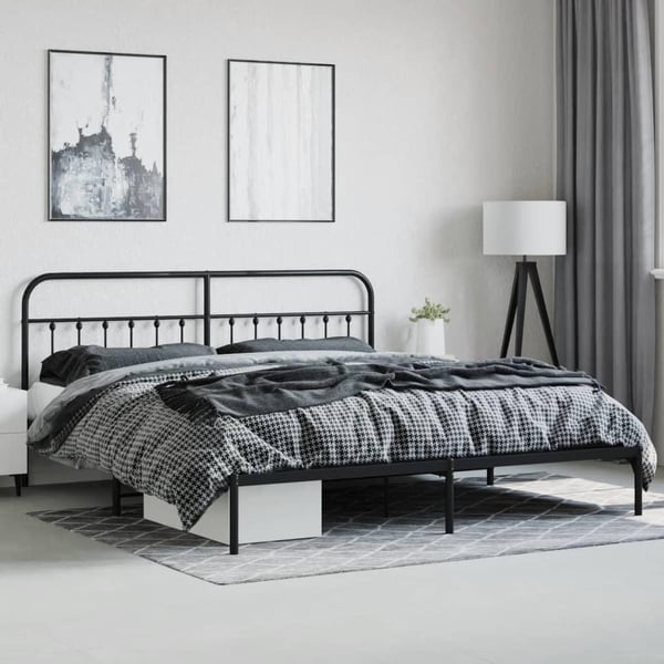 vidaXL Sengeramme i metall med hode- og fotgavl svart 183x213 cm