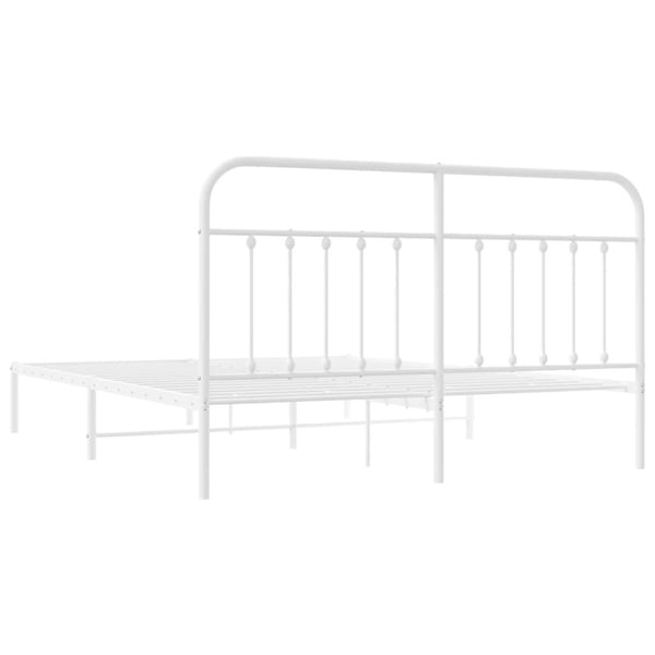 vidaXL Sengeramme i metall med hodegavl hvit 183x213 cm