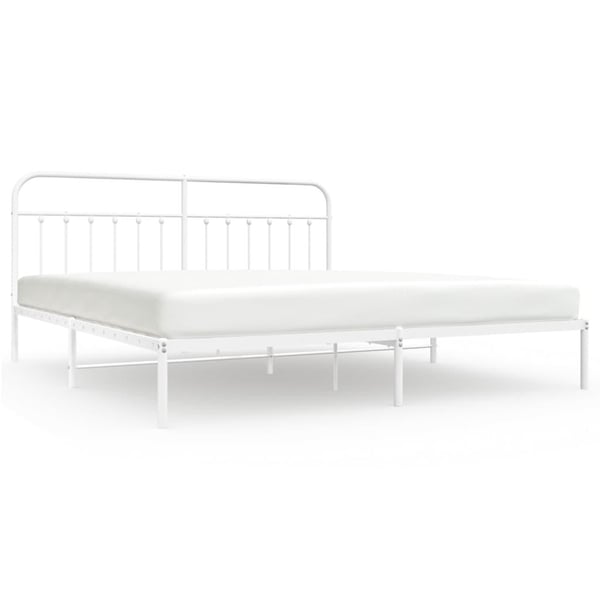 vidaXL Sengeramme i metall med hodegavl hvit 193x203 cm