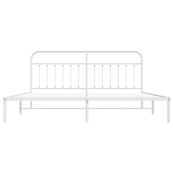 vidaXL Sengeramme i metall med hodegavl hvit 193x203 cm