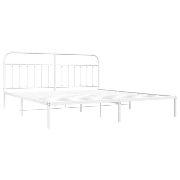 vidaXL Sengeramme i metall med hodegavl hvit 193x203 cm