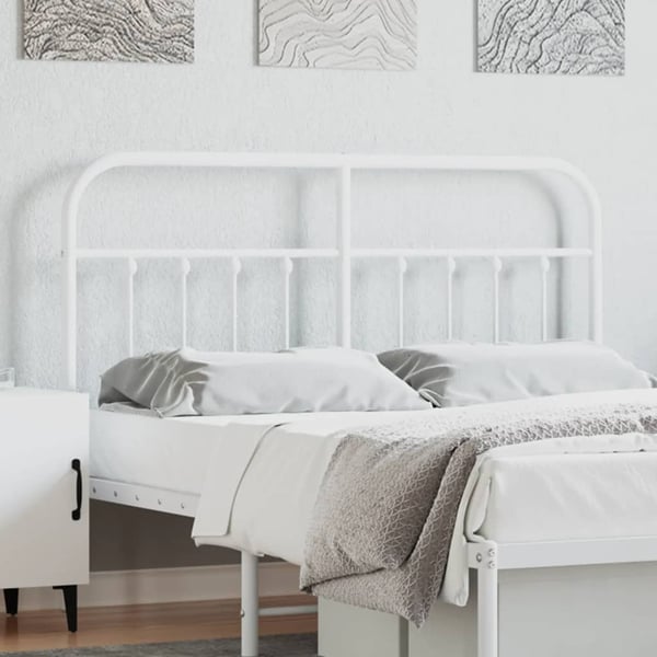 vidaXL Utskiftbar sengegavl i metall hvit 140 cm