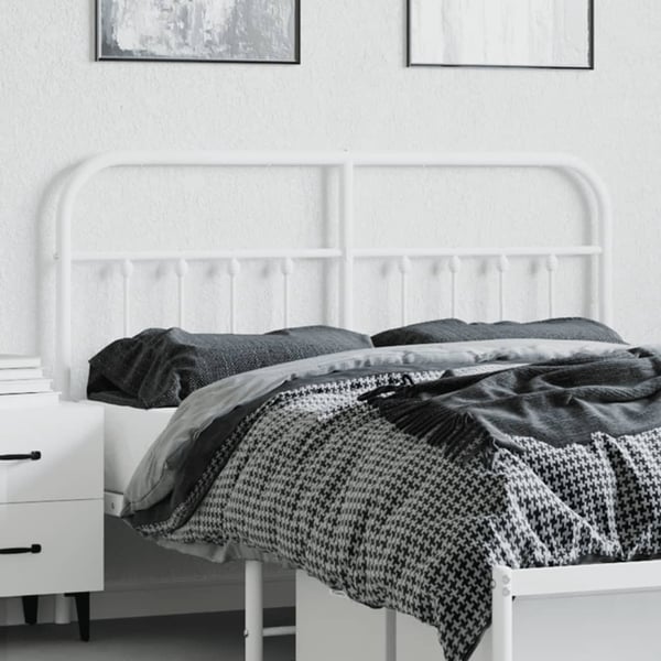 vidaXL Utskiftbar sengegavl i metall hvit 140 cm