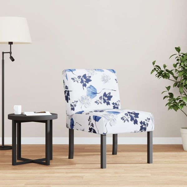 vidaXL stol med blomstermønster stof blå