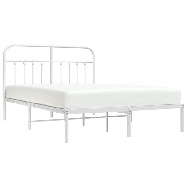 vidaXL Sengeramme i metall med hodegavl hvit 140x190 cm