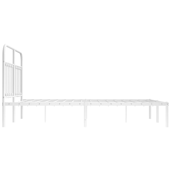 vidaXL Sengeramme i metall med hodegavl hvit 140x190 cm