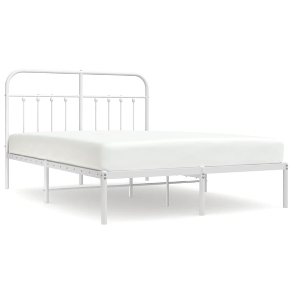vidaXL Sengeramme i metall med hodegavl hvit 140x190 cm
