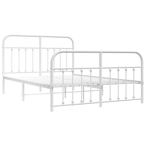 vidaXL Sengeramme i metall med hode- og fotgavl hvit 140x200 cm
