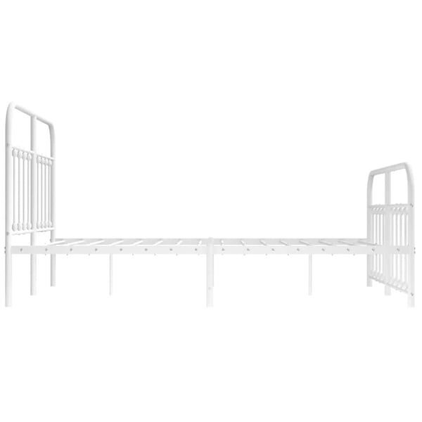 vidaXL Sengeramme i metall med hode- og fotgavl hvit 140x200 cm