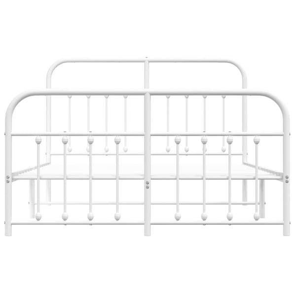 vidaXL Sengeramme i metall med hode- og fotgavl hvit 140x190 cm