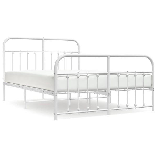 vidaXL Sengeramme i metall med hode- og fotgavl hvit 140x190 cm