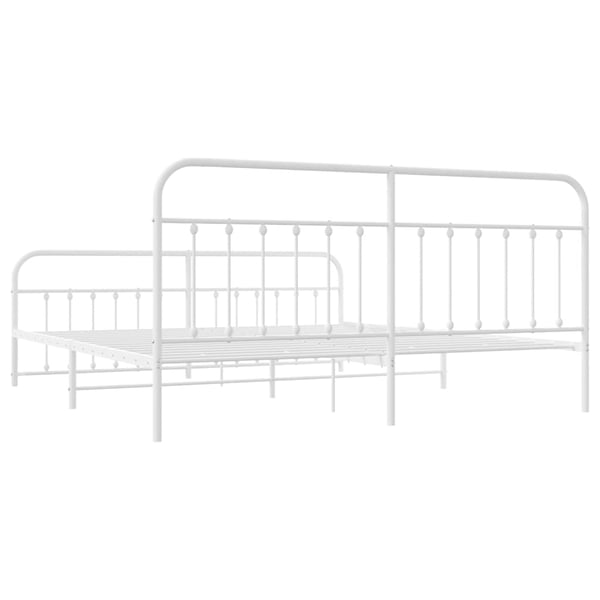 vidaXL Sengeramme i metall med hode- og fotgavl hvit 200x200 cm