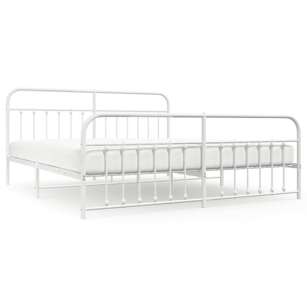 vidaXL Sengeramme i metall med hode- og fotgavl hvit 200x200 cm