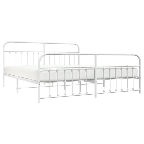 vidaXL Sengeramme i metall med hode- og fotgavl hvit 200x200 cm