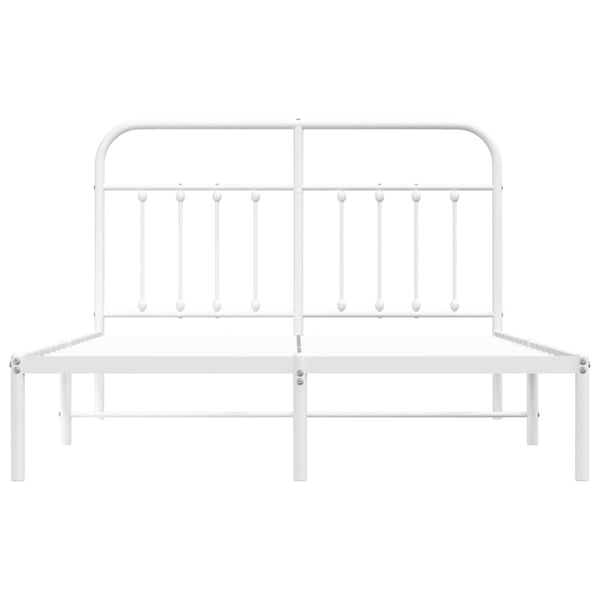 vidaXL Sengeramme i metall med hodegavl hvit 135x190 cm