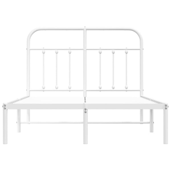 vidaXL Sengeramme i metall med hodegavl hvit 120x190 cm