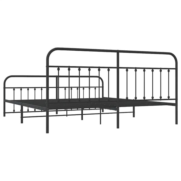 vidaXL Sengeramme i metall med hode- og fotgavl svart 200x200 cm