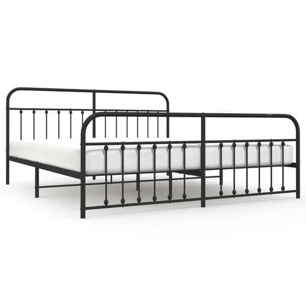 vidaXL Sengeramme i metall med hode- og fotgavl svart 200x200 cm