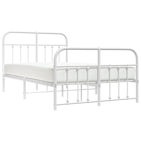 vidaXL Sengeramme i metall med hode- og fotgavl hvit 120x200 cm