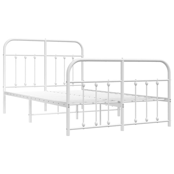 vidaXL Sengeramme i metall med hode- og fotgavl hvit 120x200 cm