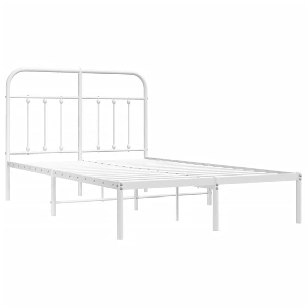 vidaXL Sengeramme i metall med hodegavl hvit 120x200 cm