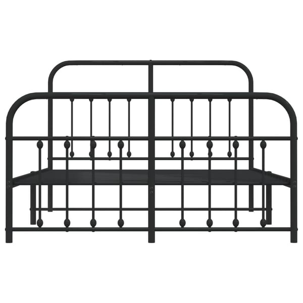 vidaXL Sengeramme i metall med hode- og fotgavl svart 135x190 cm