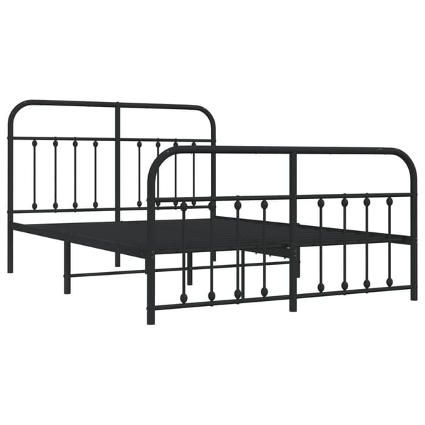vidaXL Sengeramme i metall med hode- og fotgavl svart 135x190 cm