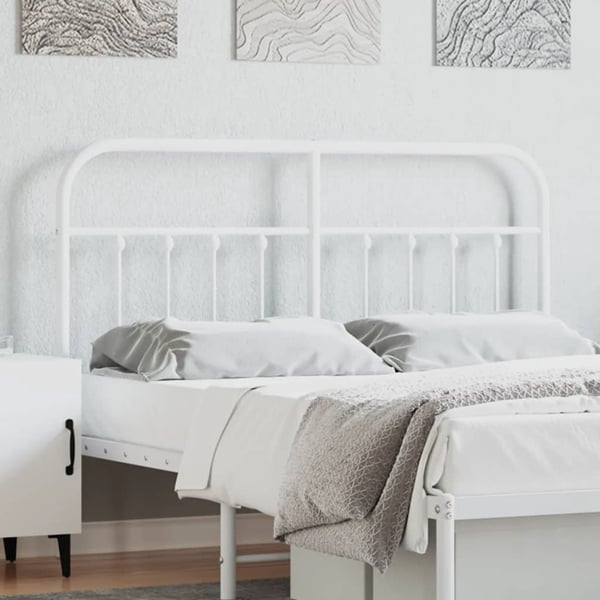 vidaXL Utskiftbar sengegavl i metall hvit 135 cm