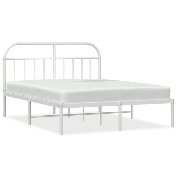 vidaXL Sengeramme i metall med sengegavl hvit 180x200 cm