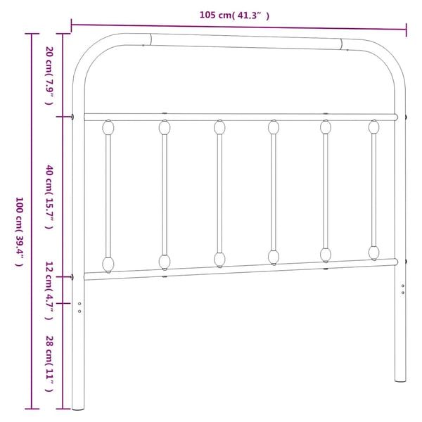 vidaXL Utskiftbar sengegavl i metall hvit 100 cm