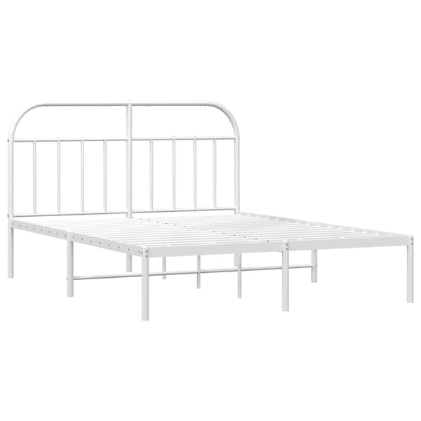 vidaXL Sengeramme i metall med hodegavl hvit 183x213 cm