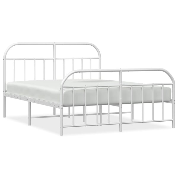 vidaXL Sengeramme i metall med hode- og fotgavl hvit 150x200 cm
