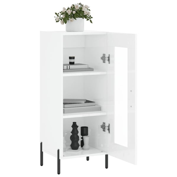 vidaXL Skjenk høyglans hvit 34,5x34x90 cm konstruert tre