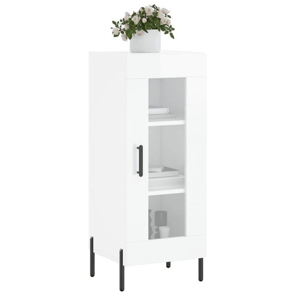 vidaXL Skjenk høyglans hvit 34,5x34x90 cm konstruert tre