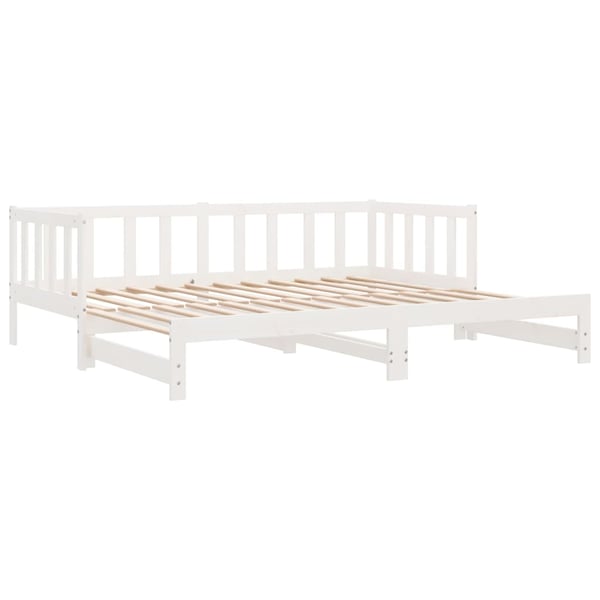 vidaXL daybed med udtræk 2x(90x200) cm massivt fyrretræ hvid