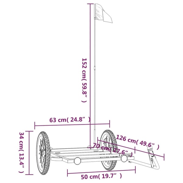 vidaXL cykelanhænger 126x63x34 cm jern sort