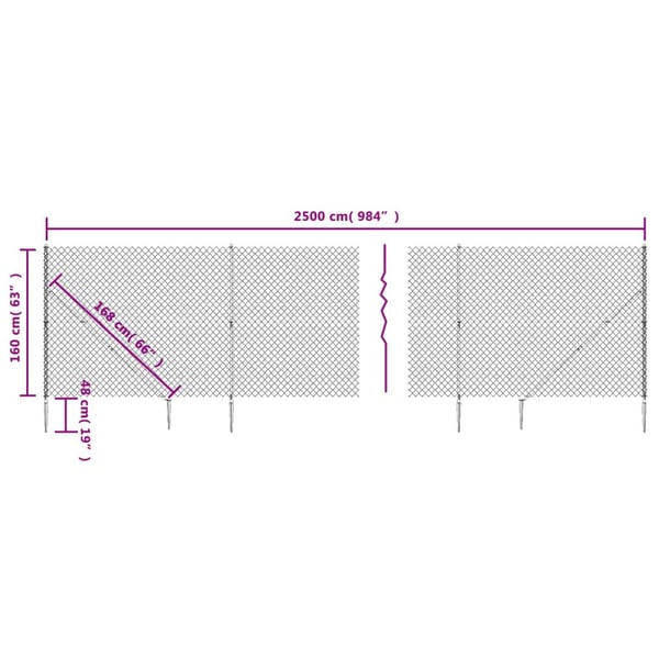 vidaXL Nettinggjerde med stolpespyd 1,6x25 m grønn