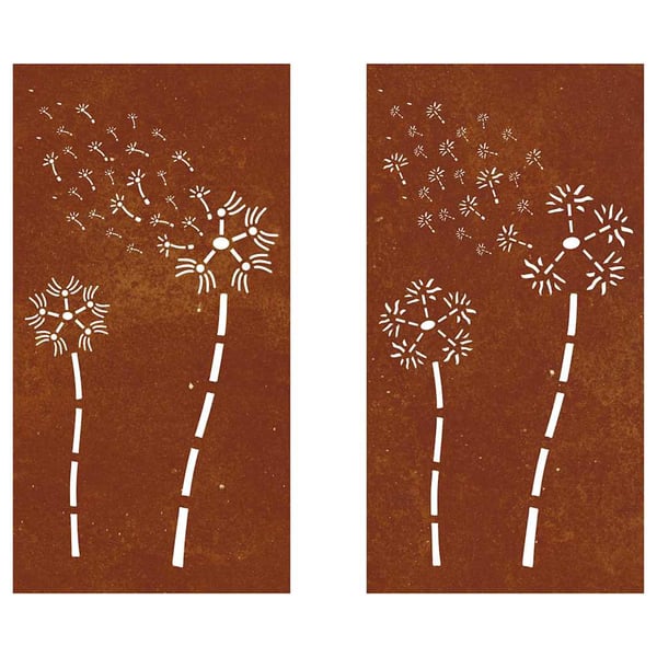 vidaXL Veggdekorasjoner hage 2 stk 105x55 cm cortenstål blomsterdesign