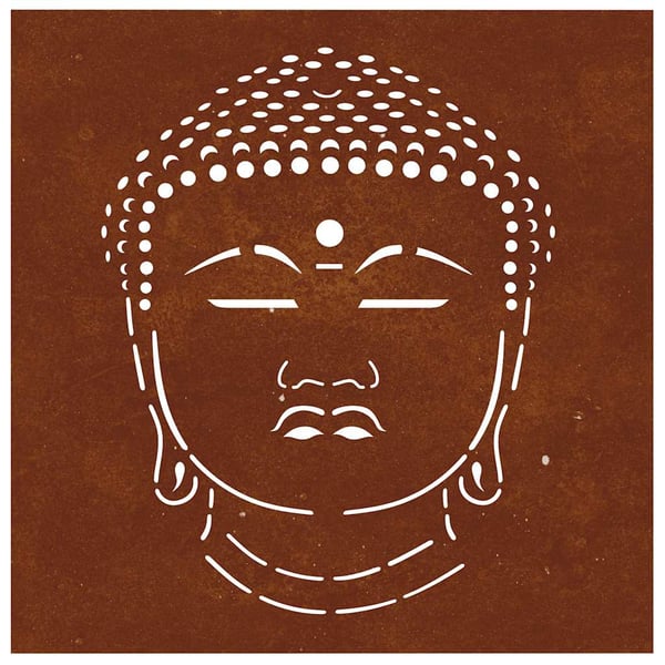 vidaXL Veggdekorasjon til hage 55x55 cm cortenstål Buddha-design