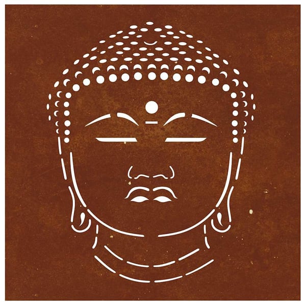 vidaXL Veggdekorasjon til hage 55x55 cm cortenstål Buddha-design