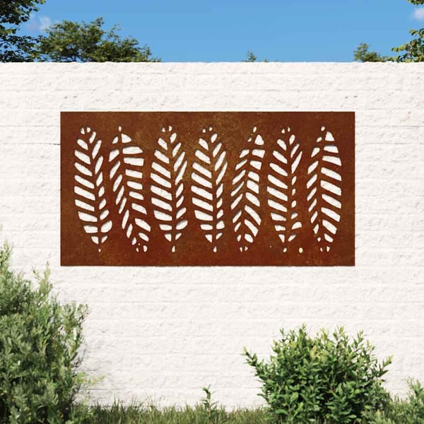 vidaXL Veggdekorasjon til hage 105x55 cm cortenstål bladdesign