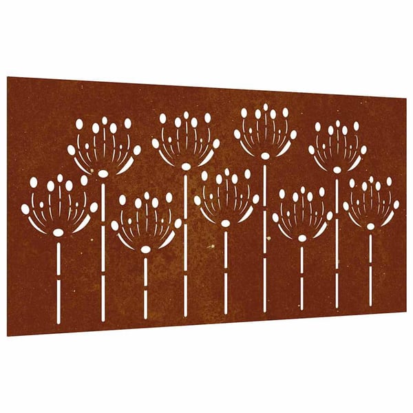 vidaXL Puutarhaseinäkoriste 105x55 cm corten teräs kukkakuvio