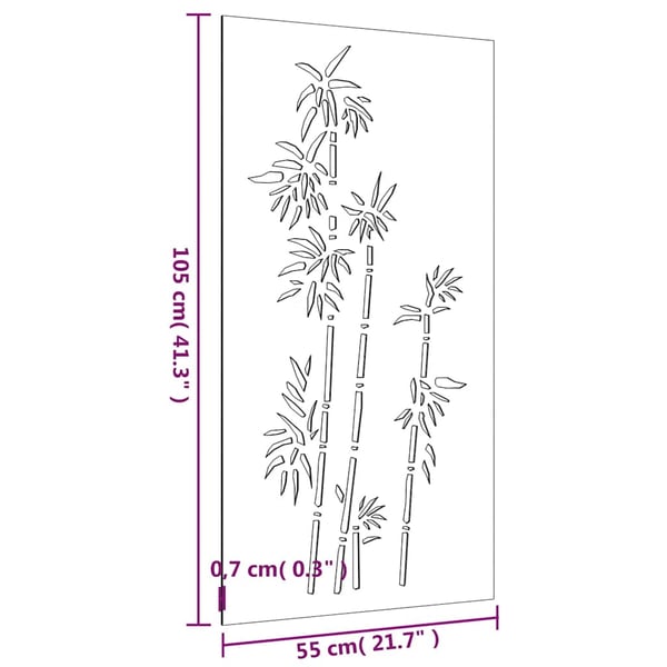 vidaXL Veggdekorasjon til hage 105x55 cm cortenstål bambusdesign
