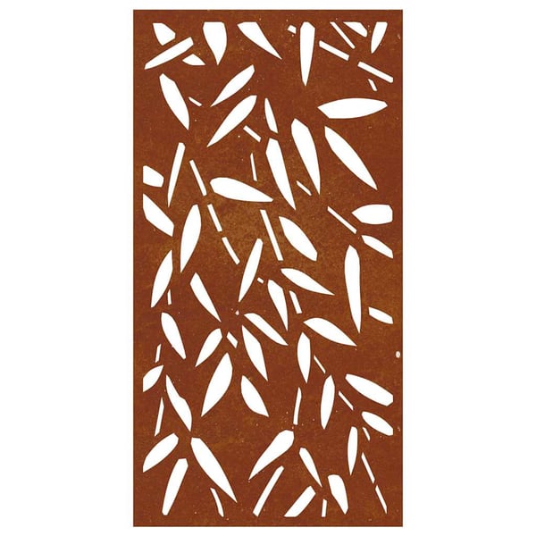 vidaXL Veggdekorasjon til hage 105x55 cm cortenstål bambusbladdesign