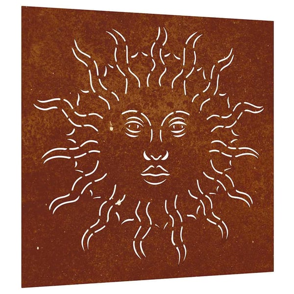 vidaXL Puutarhaseinäkoriste 55x55 cm corten teräs aurinkokuvio