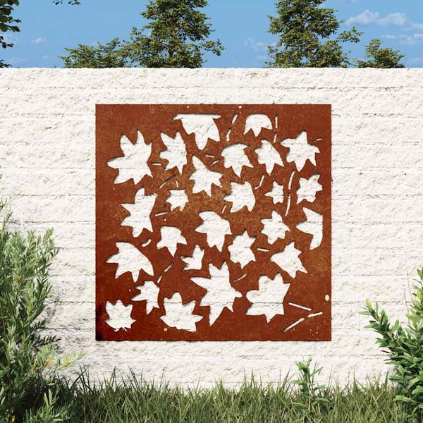 vidaXL Veggdekorasjon til hage 55x55 cm cortenstål lønnebladdesign