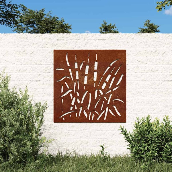 vidaXL Veggdekorasjon til hage 55x55 cm cortenstål grassdesign
